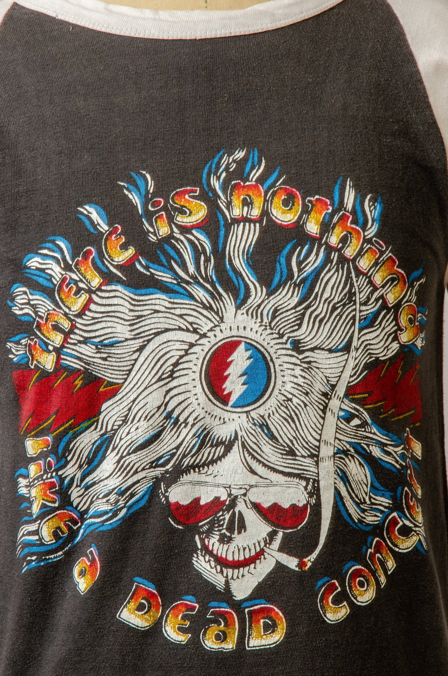 1970s Grateful Dead Blues For Allah Smoker Skeleton Front and Back Print Hippie T Shirt
