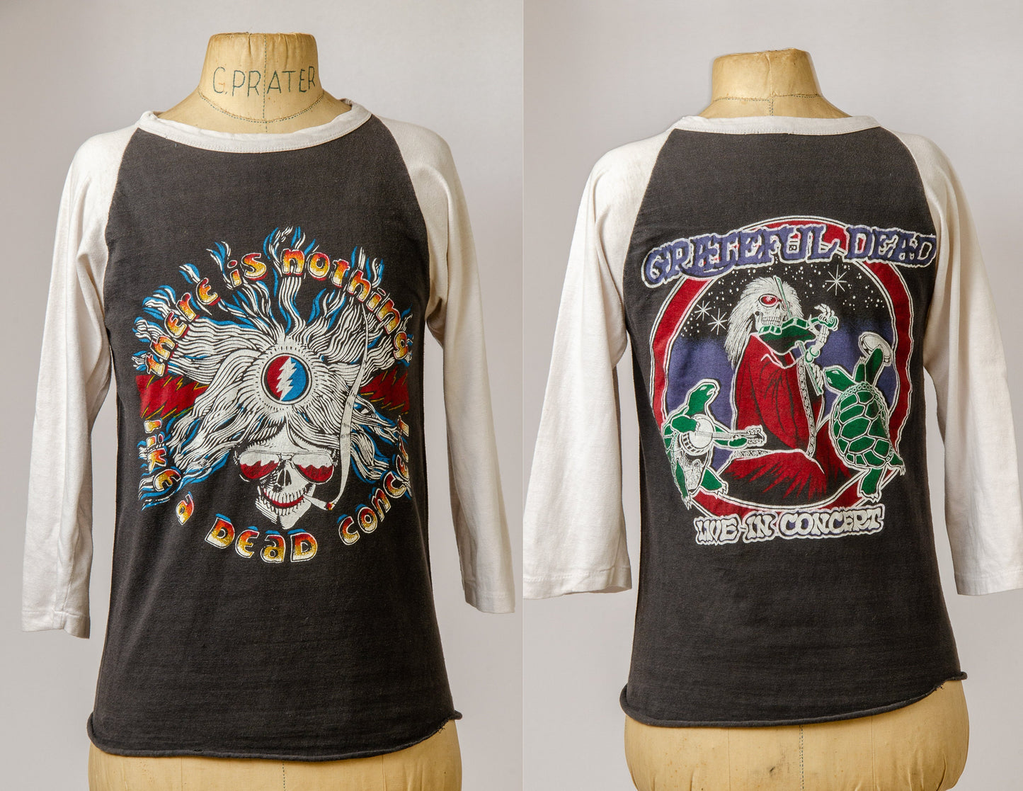 1970s Grateful Dead Blues For Allah Smoker Skeleton Front and Back Print Hippie T Shirt