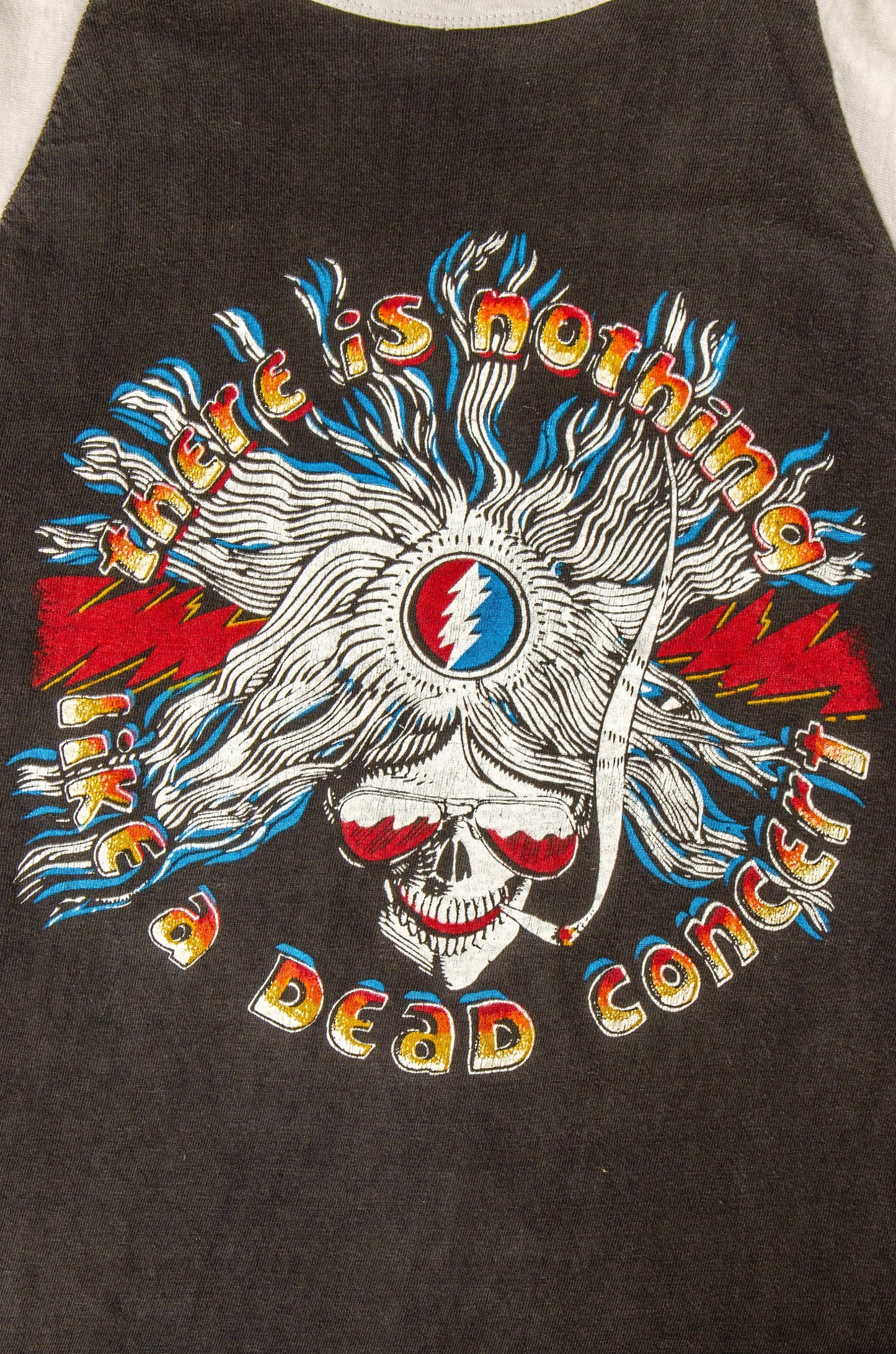 1970s Grateful Dead Blues For Allah Smoker Skeleton Front and Back Print Hippie T Shirt