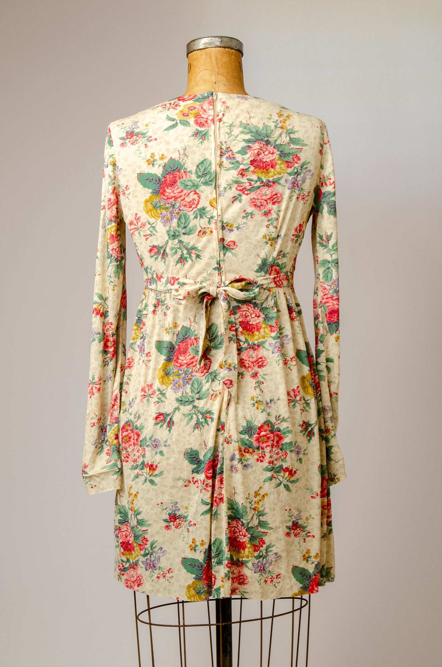 1970s Empire Waist Floral Renaissance Style Hippie Dress