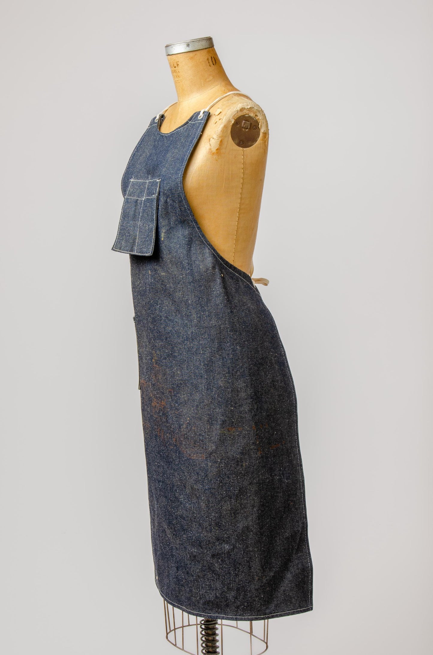 Vintage Dark Indigo Denim Shop Apron Workwear Garment