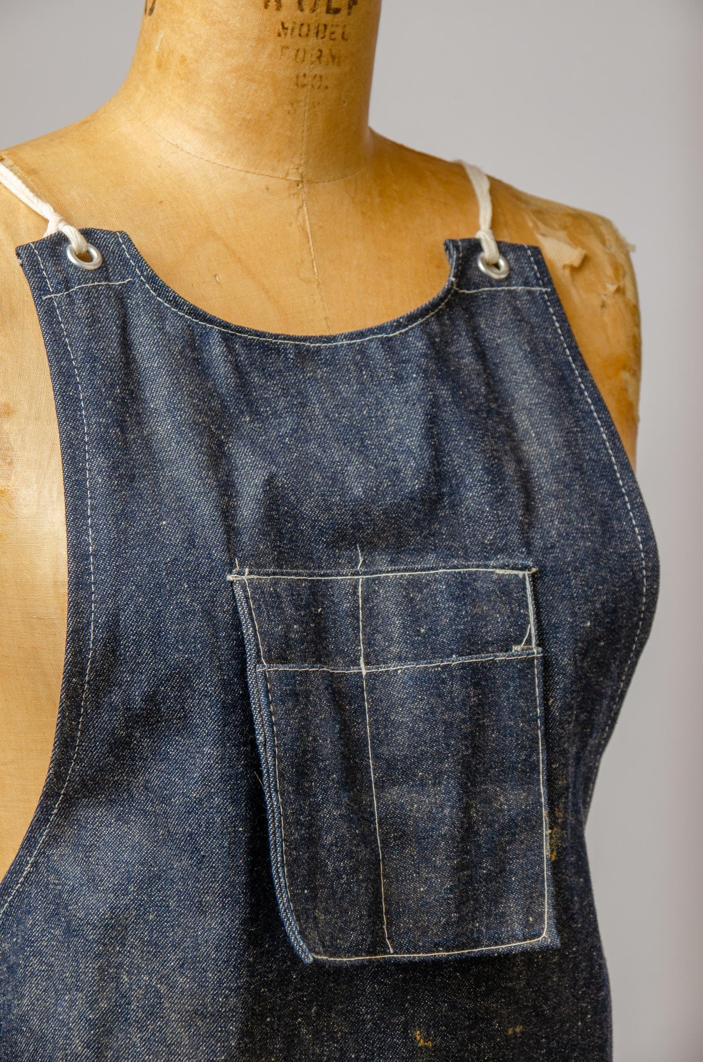 Vintage Dark Indigo Denim Shop Apron Workwear Garment