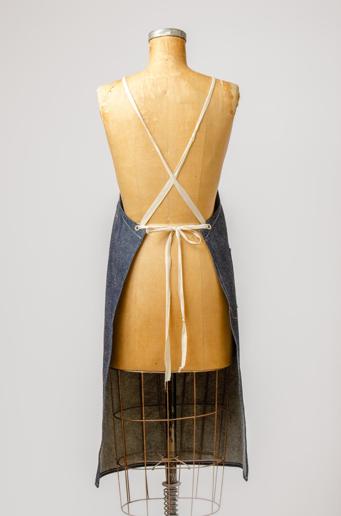 Vintage Dark Indigo Denim Shop Apron Workwear Garment