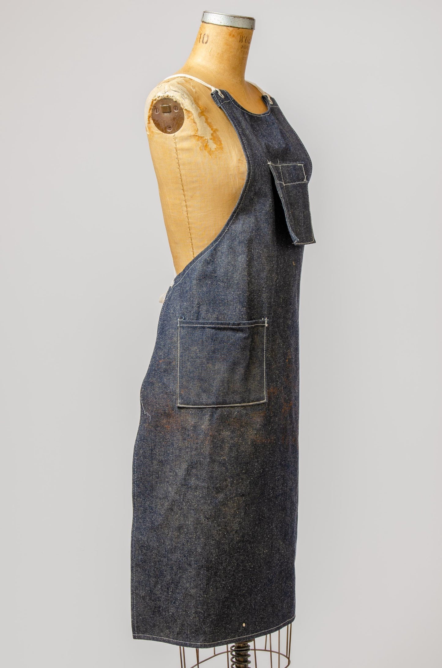 Vintage Dark Indigo Denim Shop Apron Workwear Garment