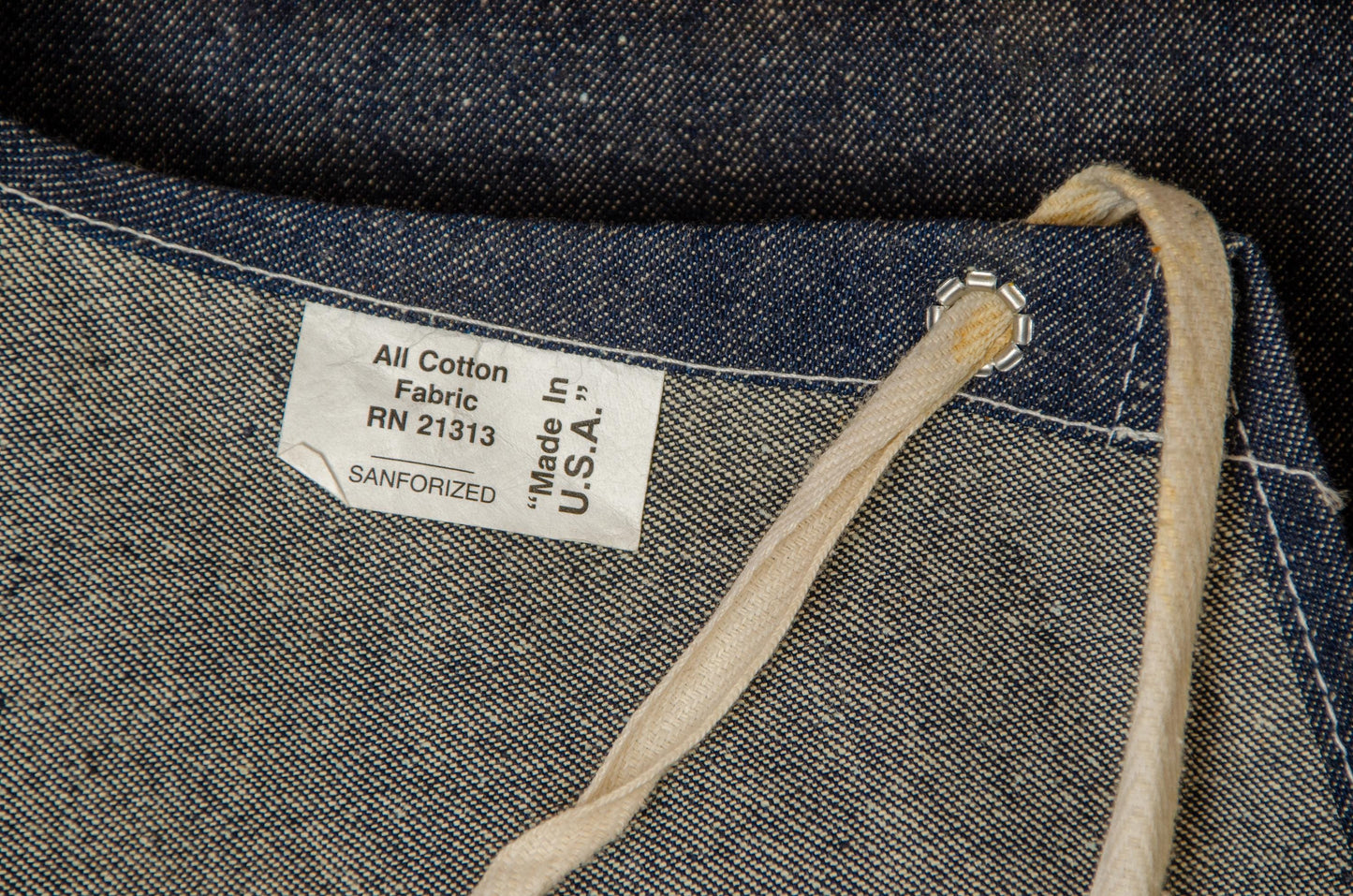 Vintage Dark Indigo Denim Shop Apron Workwear Garment