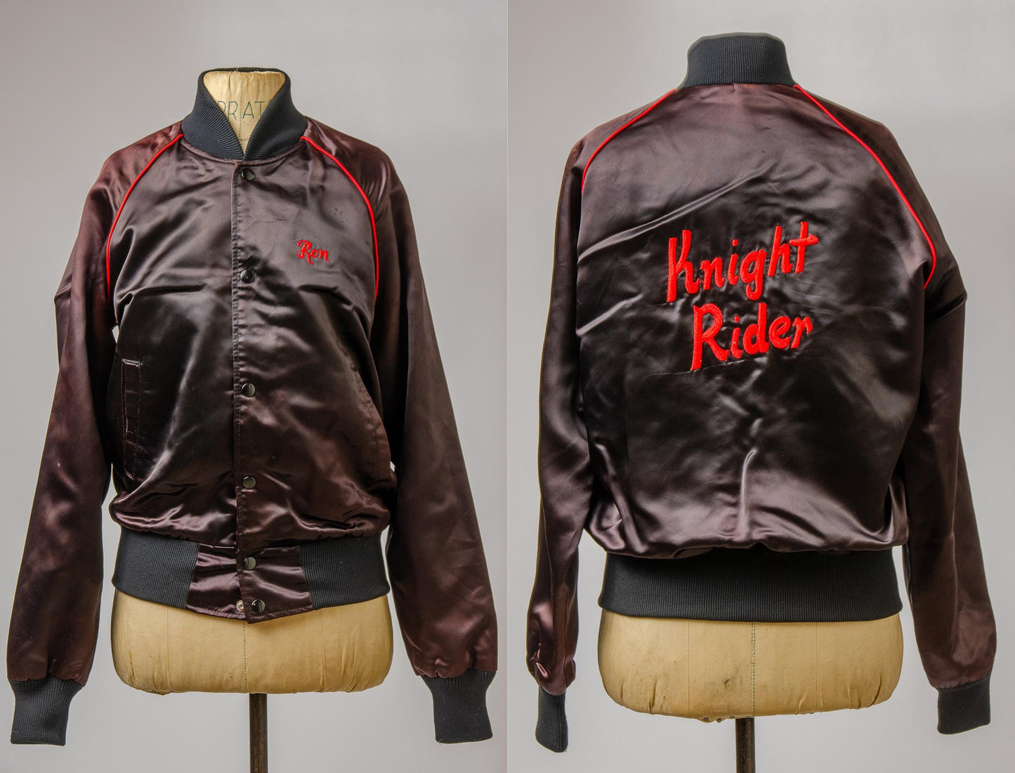 1980s Knight Rider David Hasselhoff Promo Black Satin Bomber Jacket