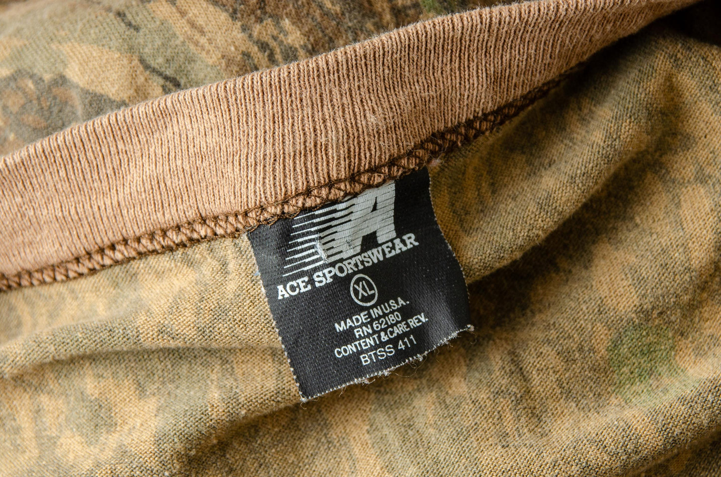 90s TreBark Camo Tee Single Pocket Faded Out Camouflage T Shirt