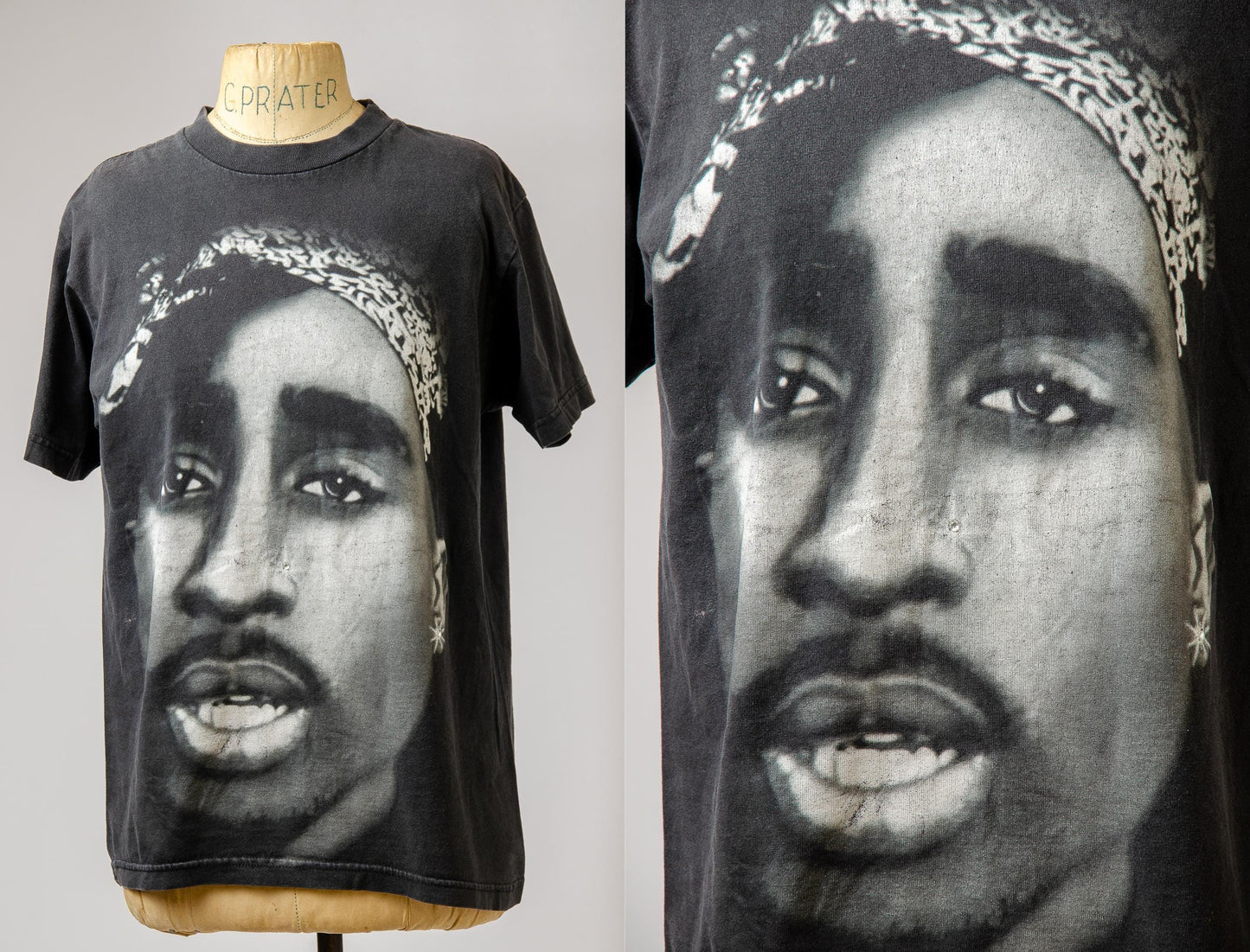 Vintage Tupac Airbrush Style 2Pac Black Cotton T Shirt