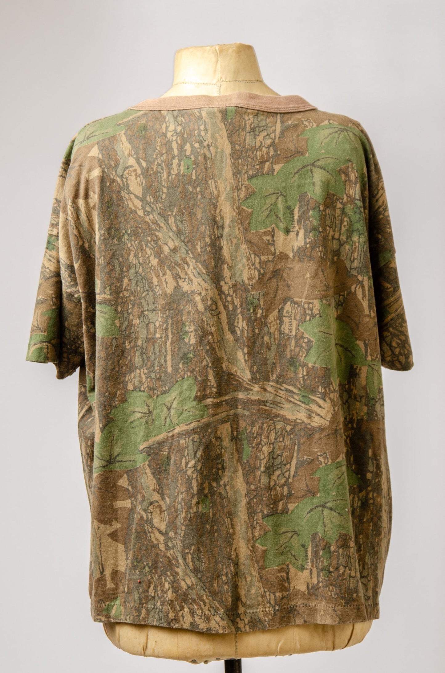 90s TreBark Camo Tee Single Pocket Faded Out Camouflage T Shirt