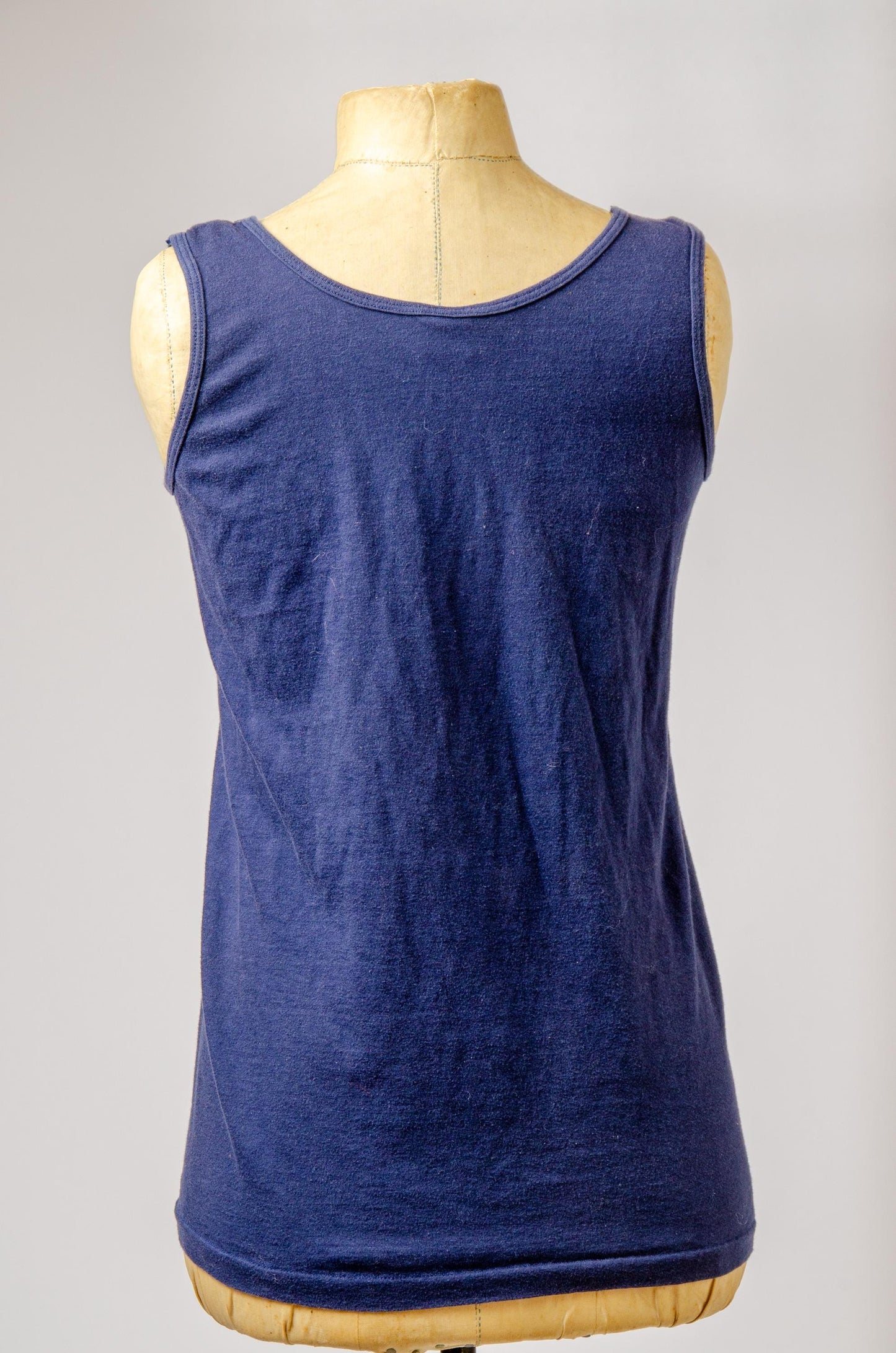 1970s Thai Dragon Tank Top Blue Cotton Tibetan Flash Art Shirt