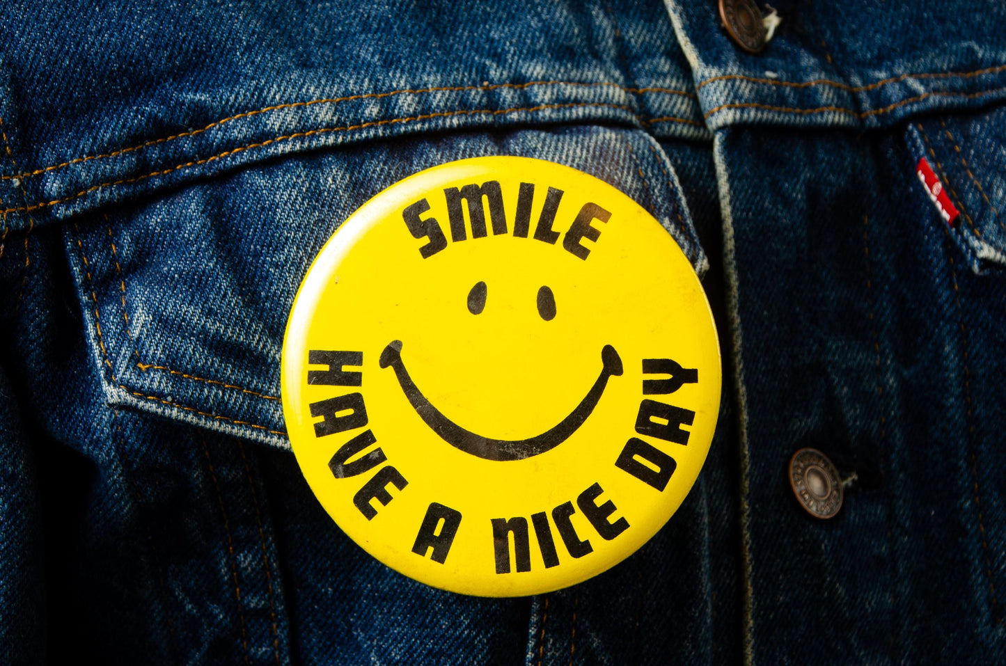 1970s Smiley Face XL Pinback Hippie Button