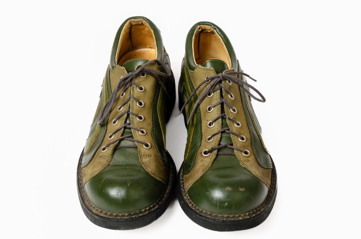 Vintage John Fluevog Angel Swirl Green Leather Shoes Mens 7.5 Women 9