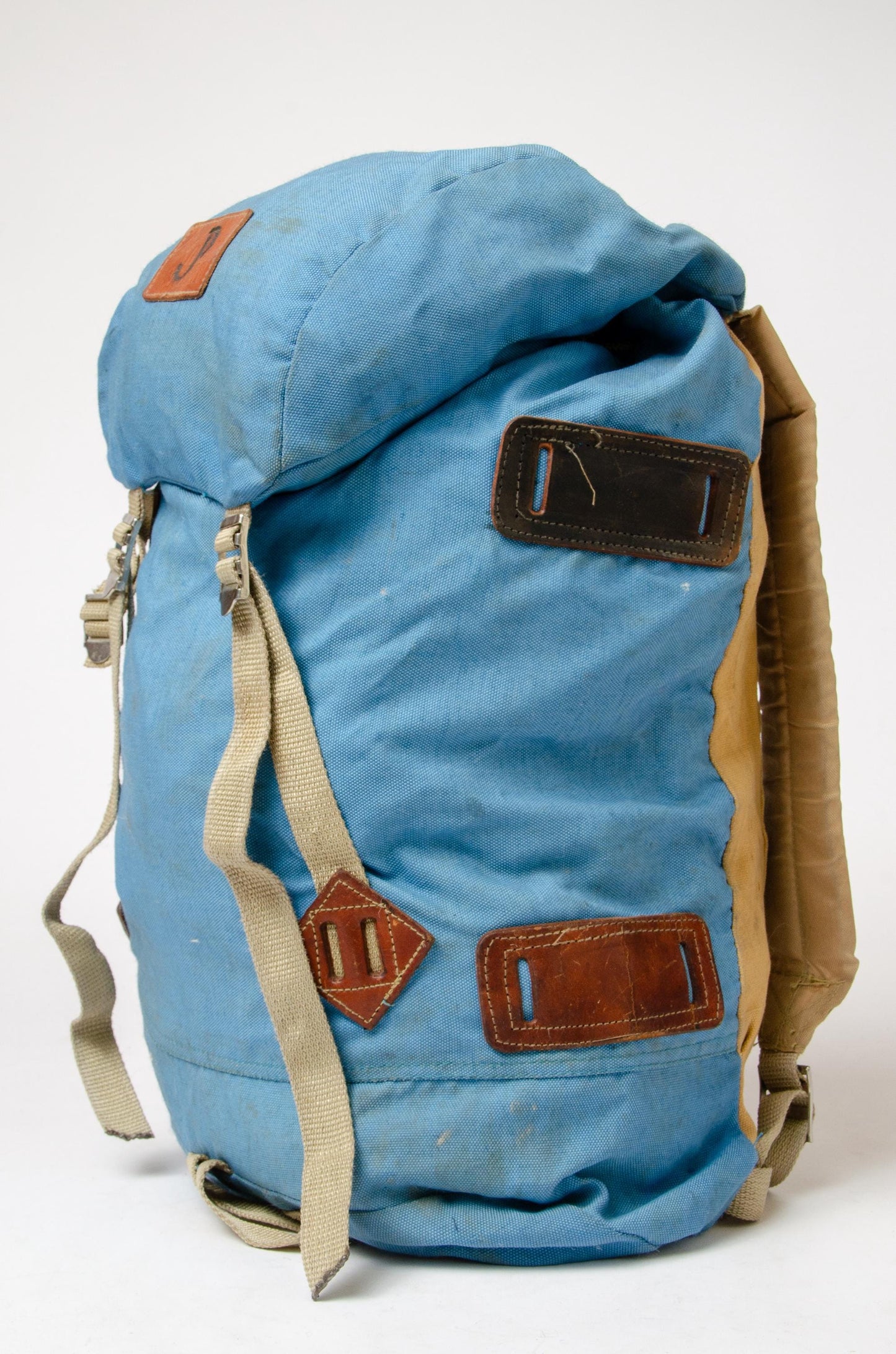 1970s Mountaineering Backpack Cordura and Leather Hiking Rucksack Daypack