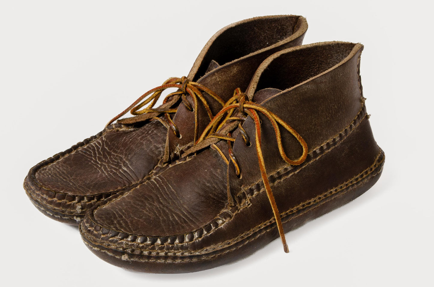 Vintage Moccasin Boot Handmade Thick Saddle Leather Ankle Boots Mens 9.5 - 10