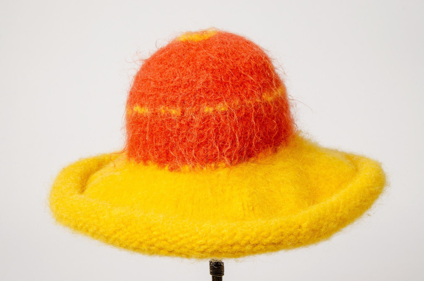 1970s Mohair Knit Wide Brim Fuzzy Sunshine Rasta Hat