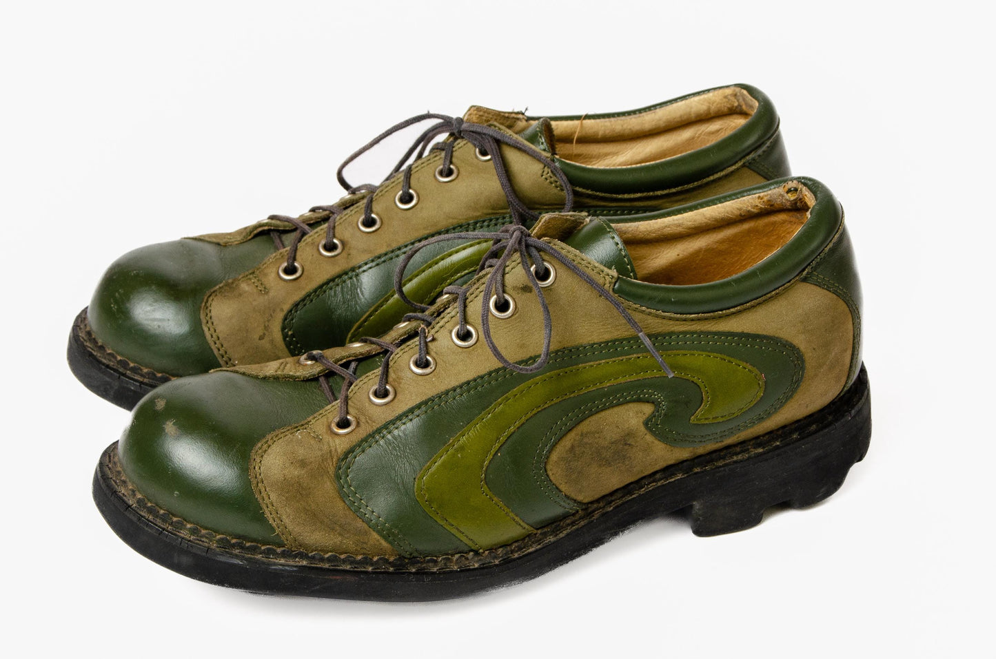 Vintage John Fluevog Angel Swirl Green Leather Shoes Mens 7.5 Women 9