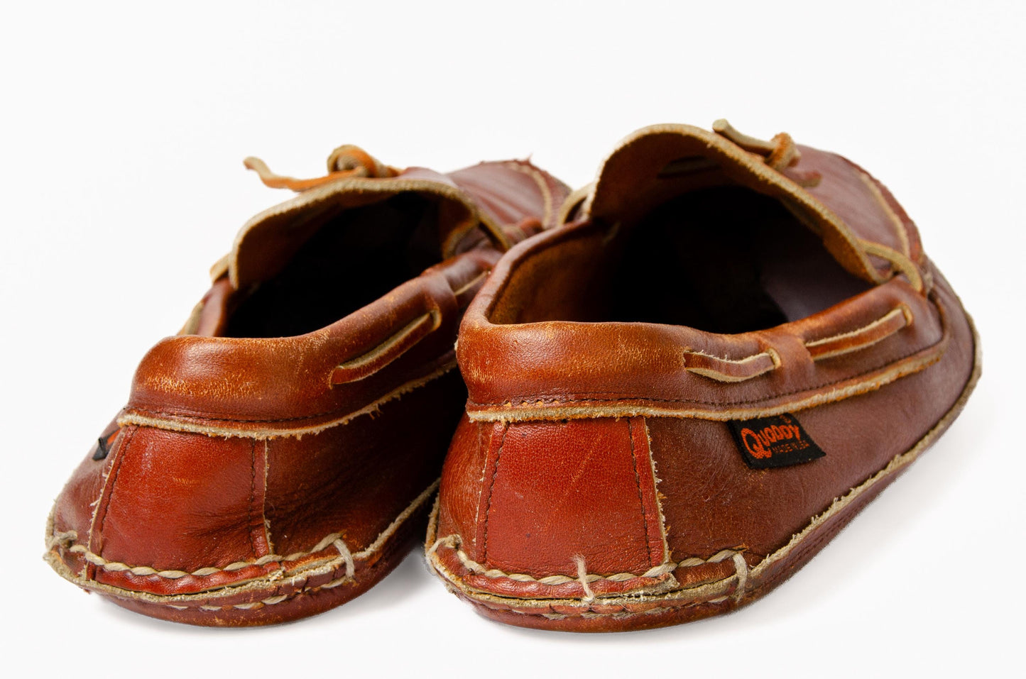 Vintage Quoddy Moccasin Slipper Thick Brown Leather Mens 10.5