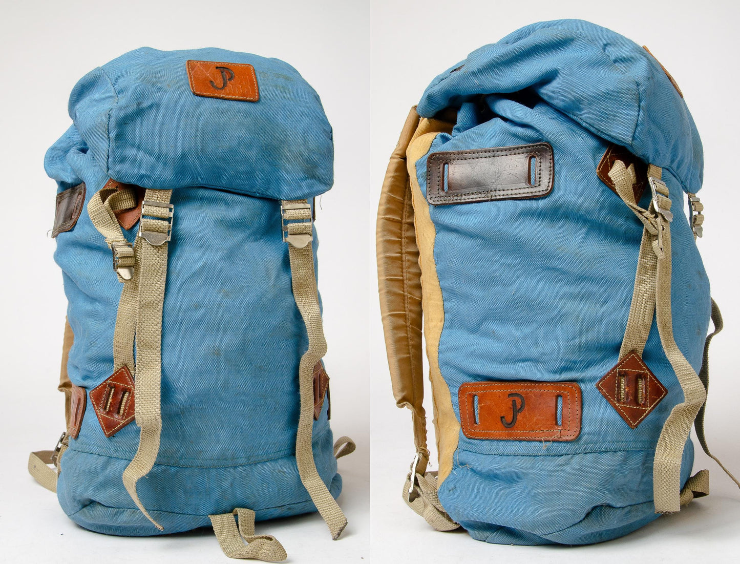 1970s Mountaineering Backpack Cordura and Leather Hiking Rucksack Daypack