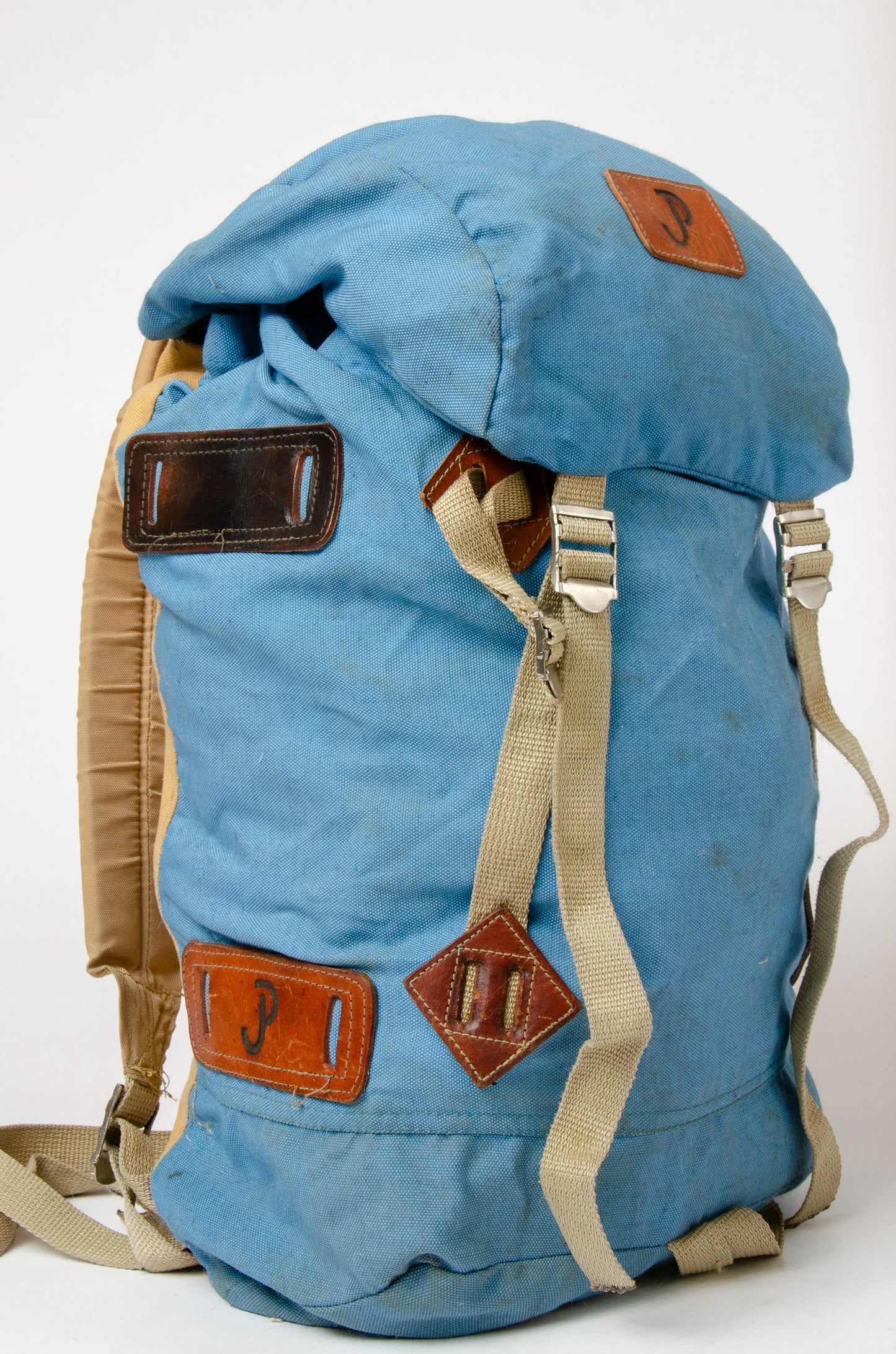 1970s Mountaineering Backpack Cordura and Leather Hiking Rucksack Daypack