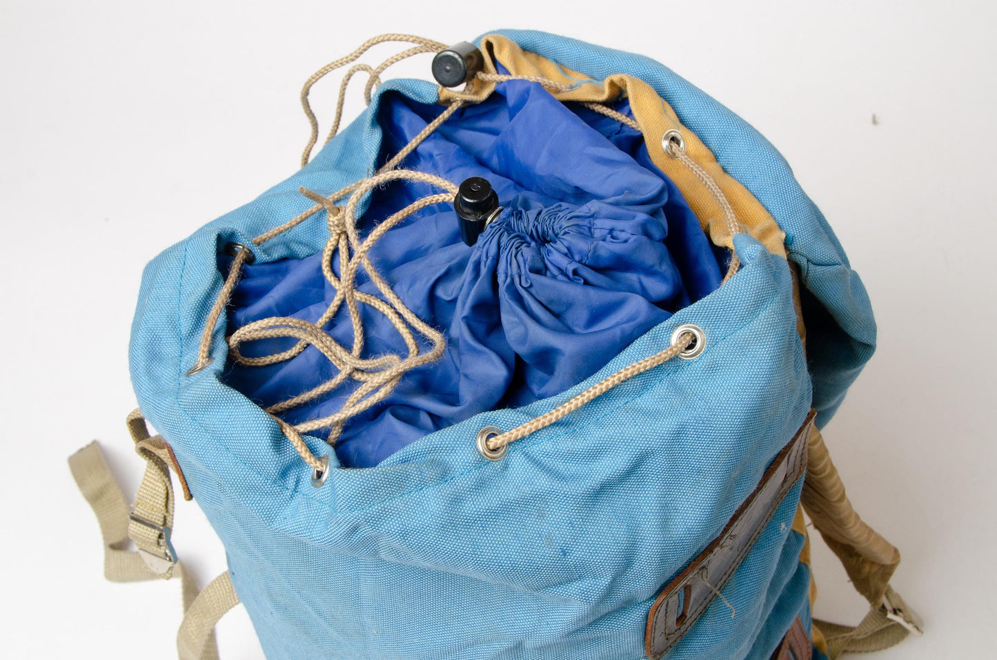 1970s Mountaineering Backpack Cordura and Leather Hiking Rucksack Daypack