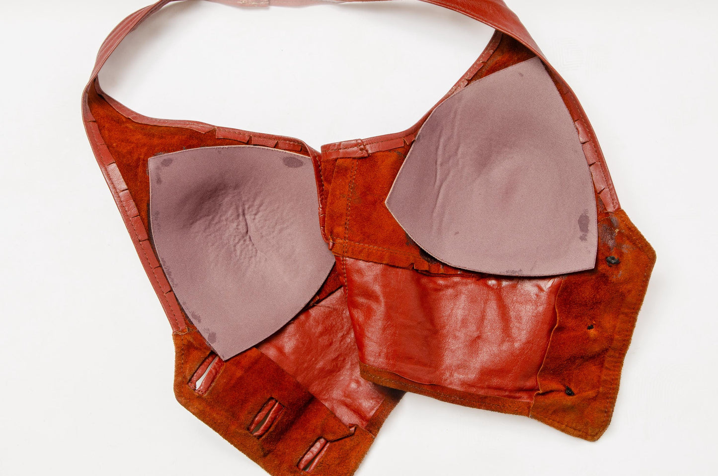 1970s Leather Halter Top Brown Biker Hippie Top