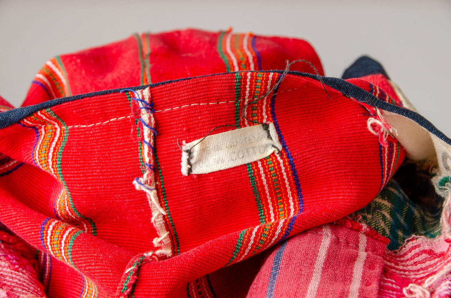 1960s Patchwork Indigo Denim Guatemalan Embroidery Folk Shirt