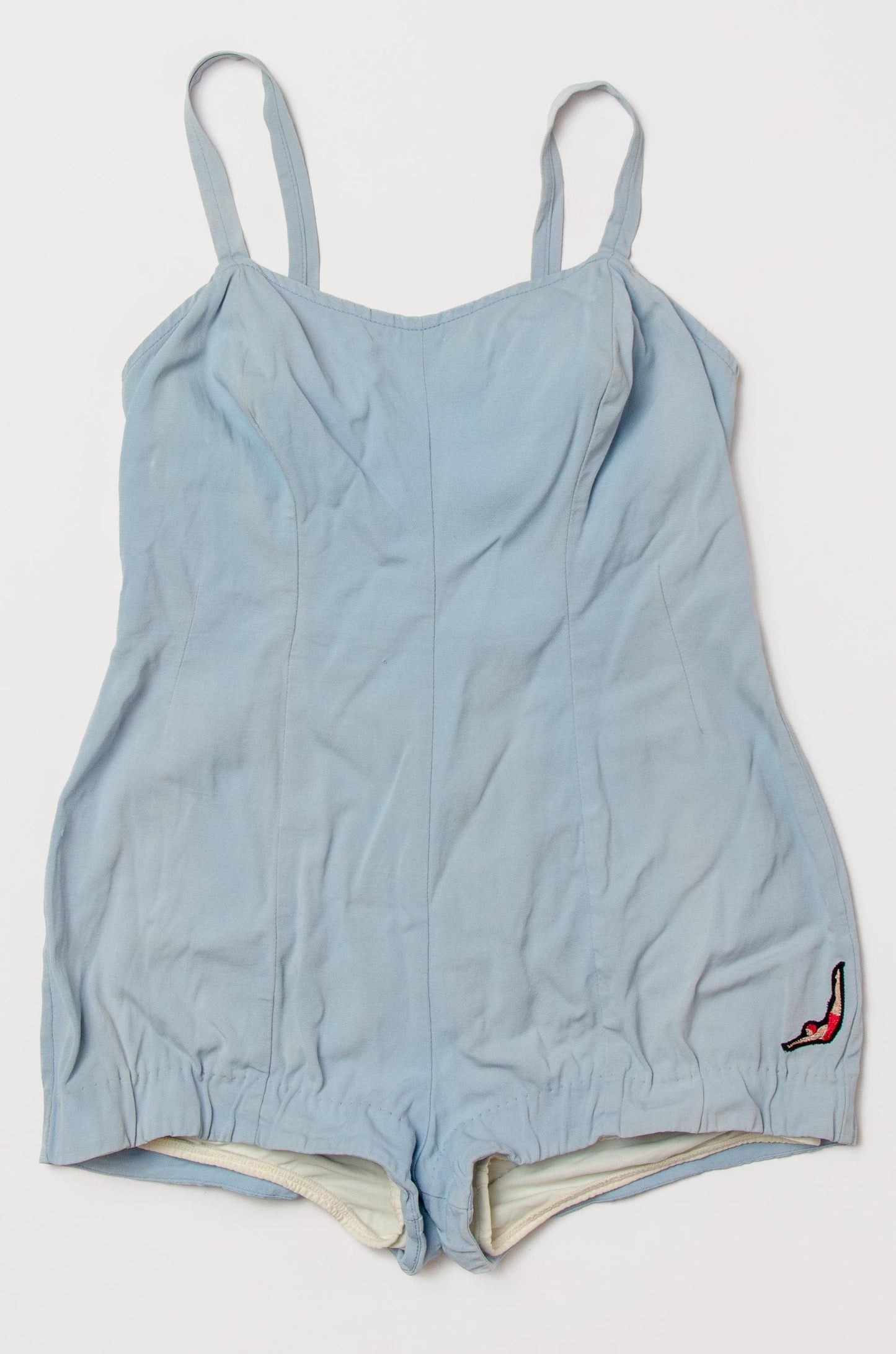 1940s Jantzen Swimsuit Powder Blue Sweetheart Pin Up One Piece Playsuit Large