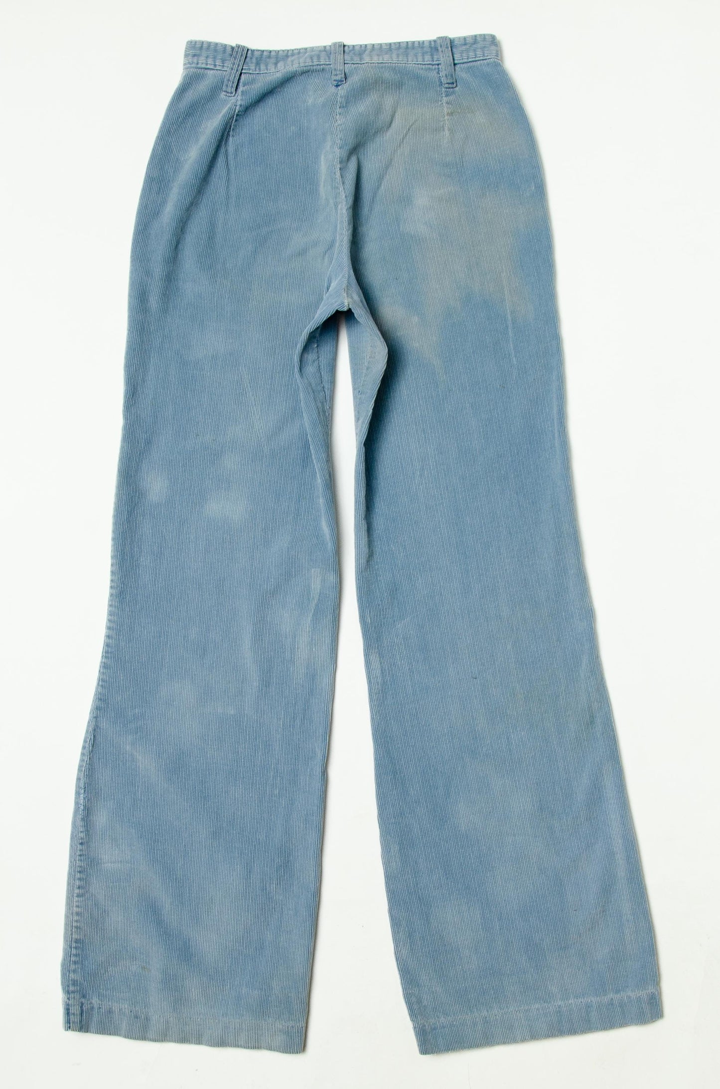 1970s Powder Blue Corduroy Bell Bottoms High Waisted Wide Leg Jeans W 27