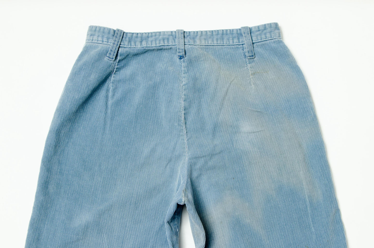 1970s Powder Blue Corduroy Bell Bottoms High Waisted Wide Leg Jeans W 27