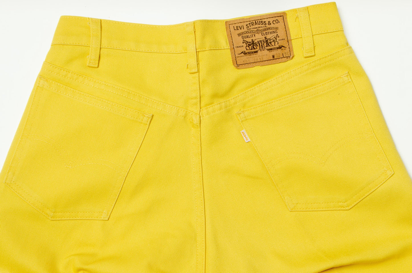 1970s Levis 505 Yellow Denim High Waisted Tapered Leg Jeans 31 x 29