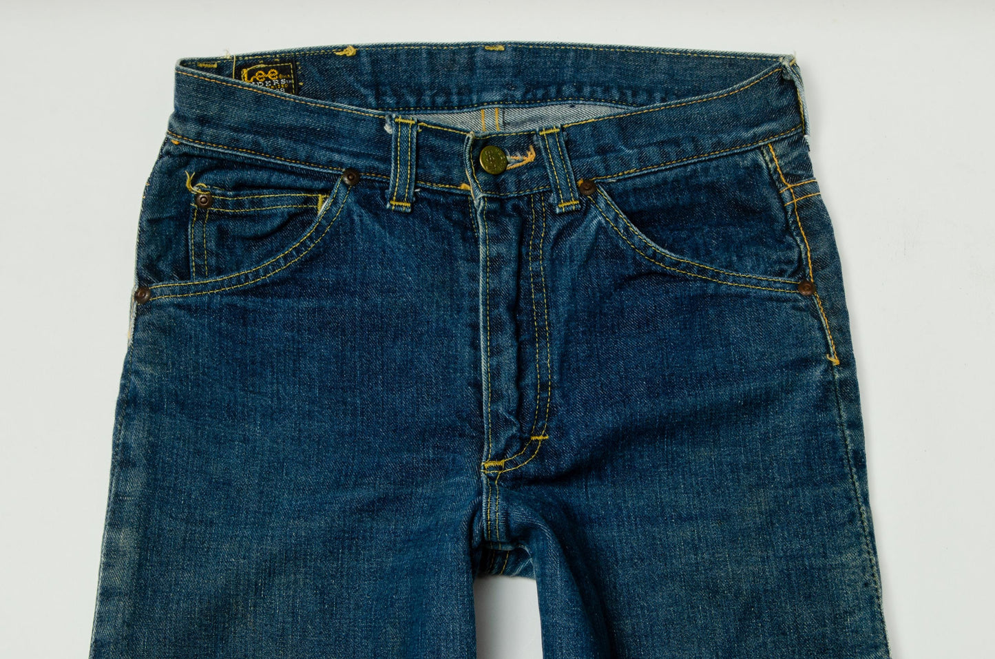 1960s LEE Riders Black Label USA Dark Indigo Denim Ranch Jeans 28 x 28