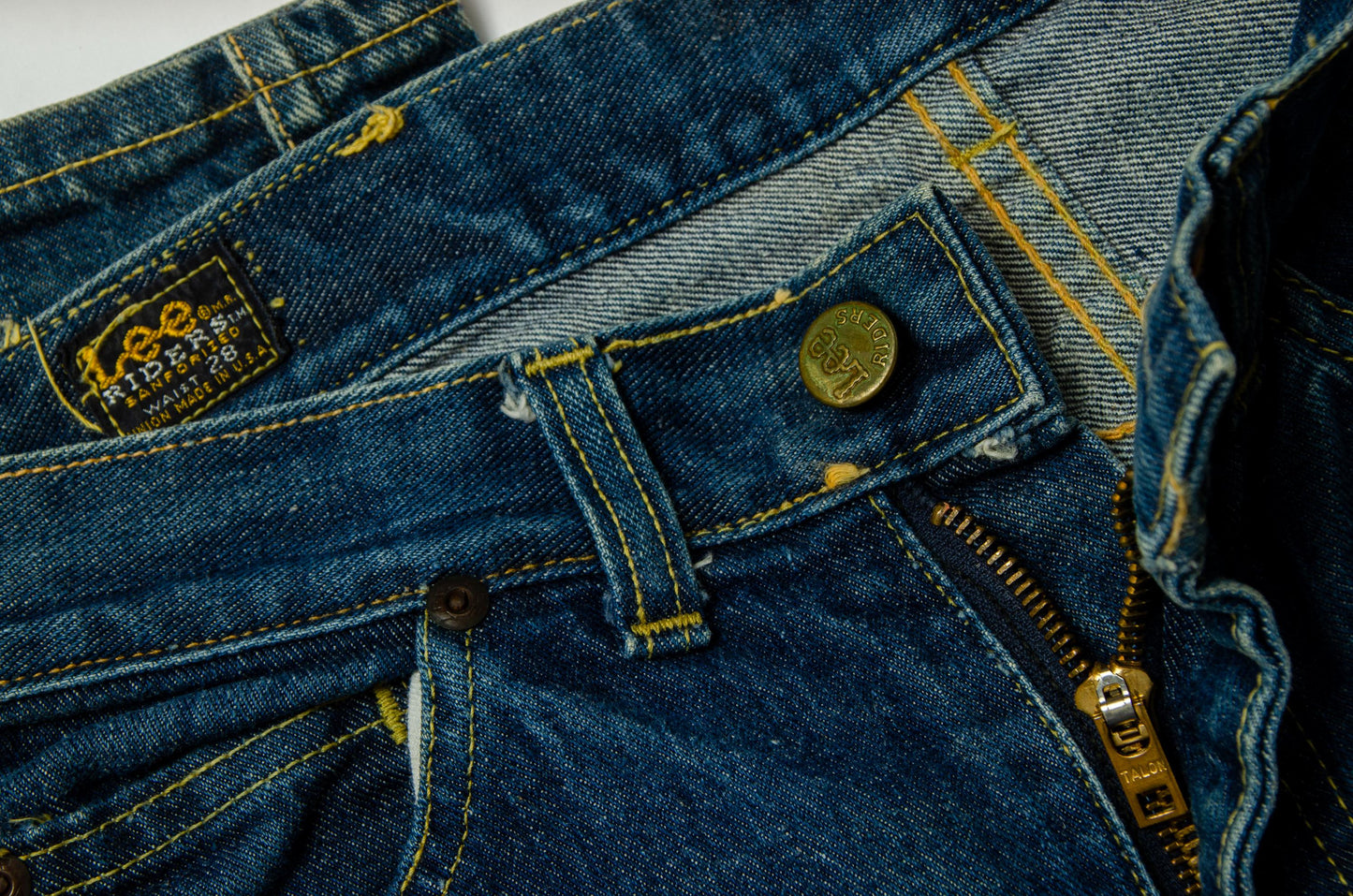 1960s LEE Riders Black Label USA Dark Indigo Denim Ranch Jeans 28 x 28