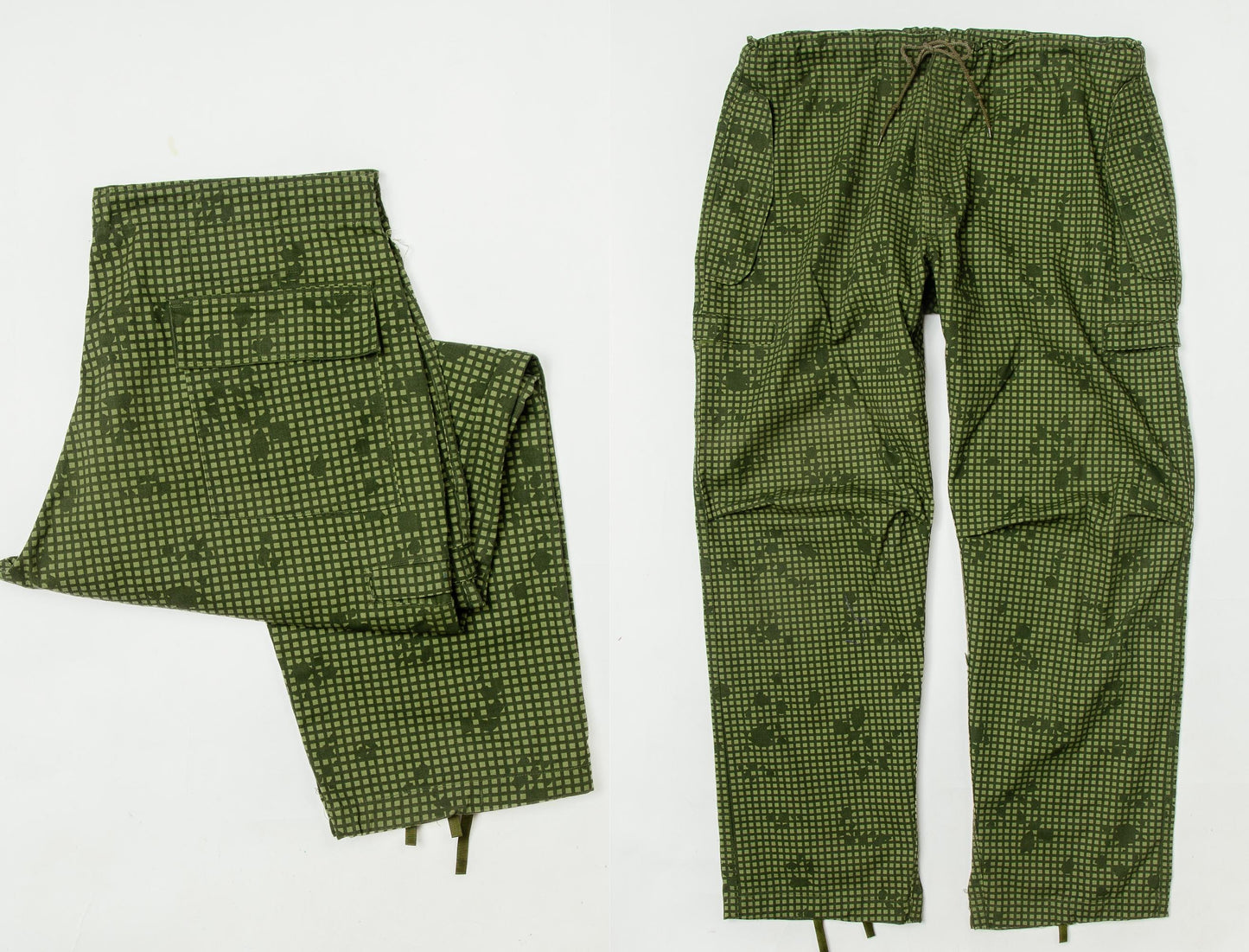 Vintage Night Desert Cargo Pants Green Cotton Utility Trousers 35 - 39 Waist