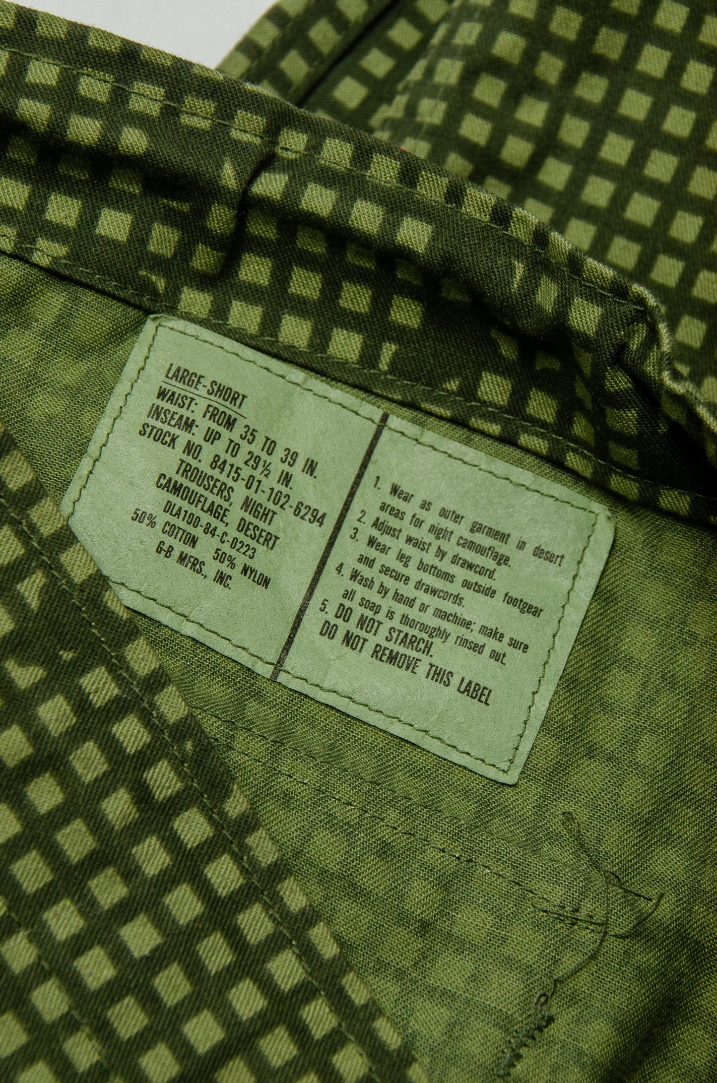 Vintage Night Desert Cargo Pants Green Cotton Utility Trousers 35 - 39 Waist
