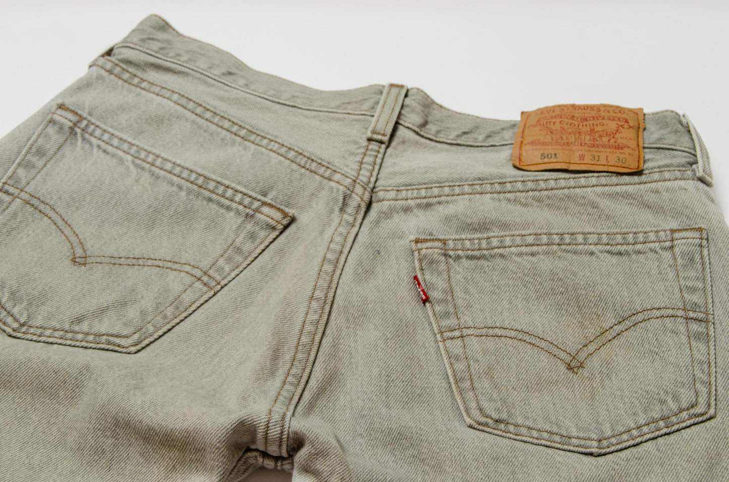 Vintage Levis 501 Cut Off Shorts Grey Denim Frayed USA Jean Shorts W 30
