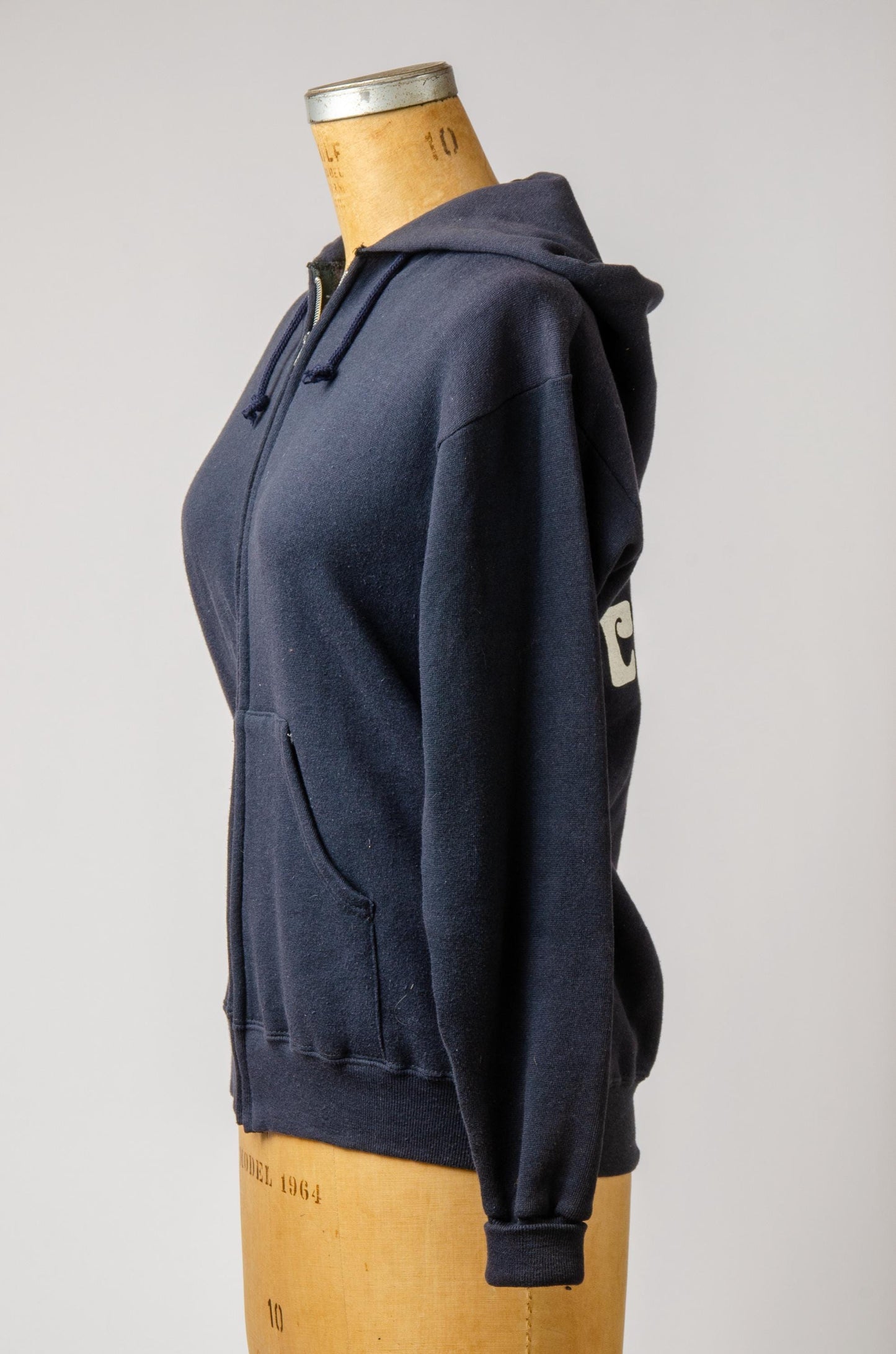 Vintage Zip Up Sweatshirt Chill Chasers Navy Blue Hooded Cotton Hoodie