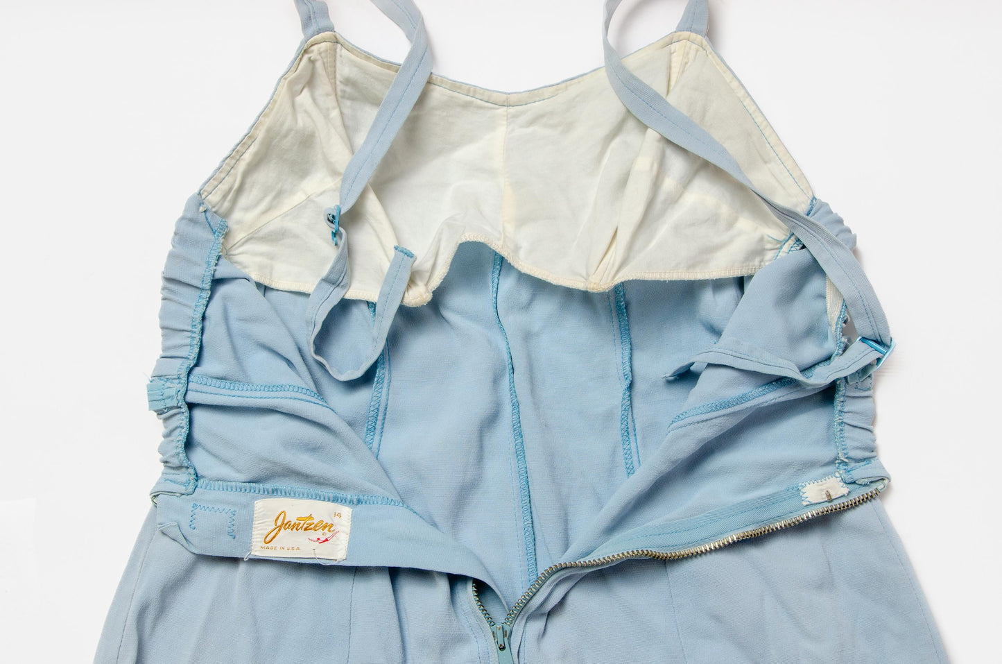 1940s Jantzen Swimsuit Powder Blue Sweetheart Pin Up One Piece Playsuit Large