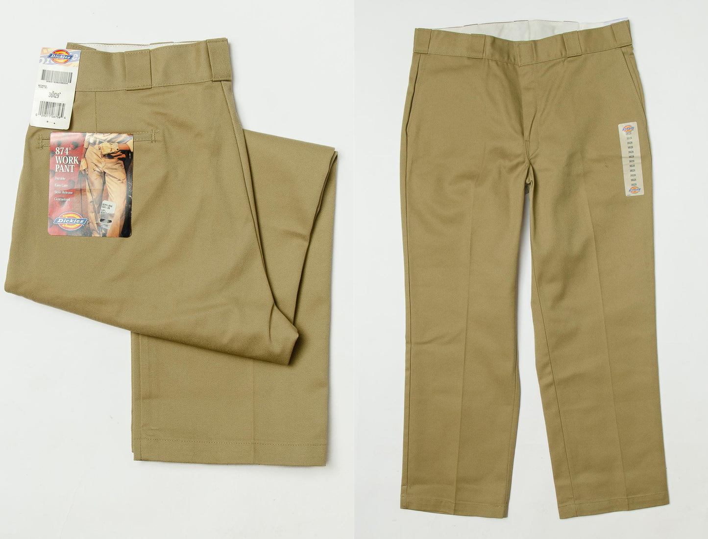 Vintage Dickies Deadstock USA Khaki Canvas Cotton Skateboard Pants 36 x 29