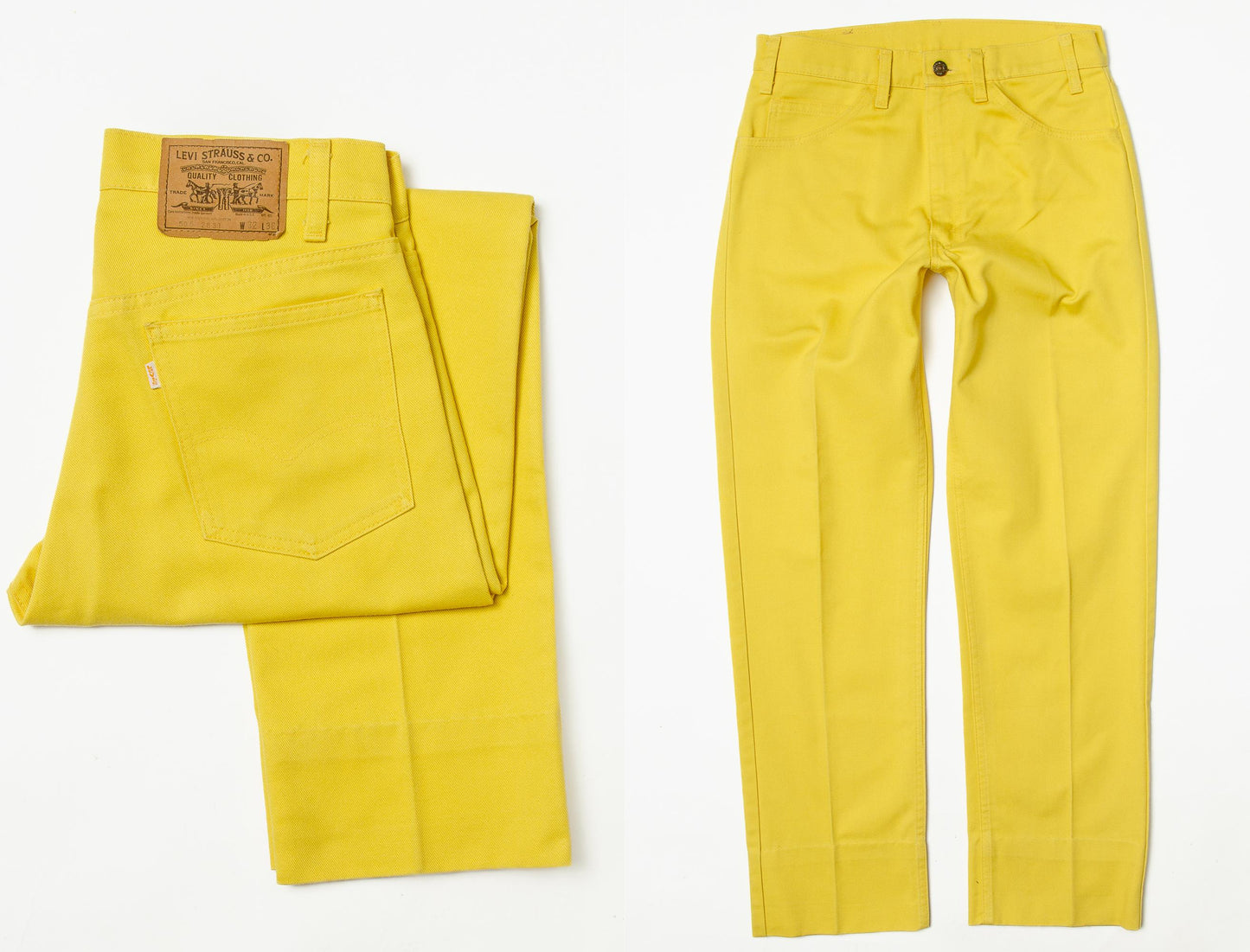 1970s Levis 505 Yellow Denim High Waisted Tapered Leg Jeans 31 x 29