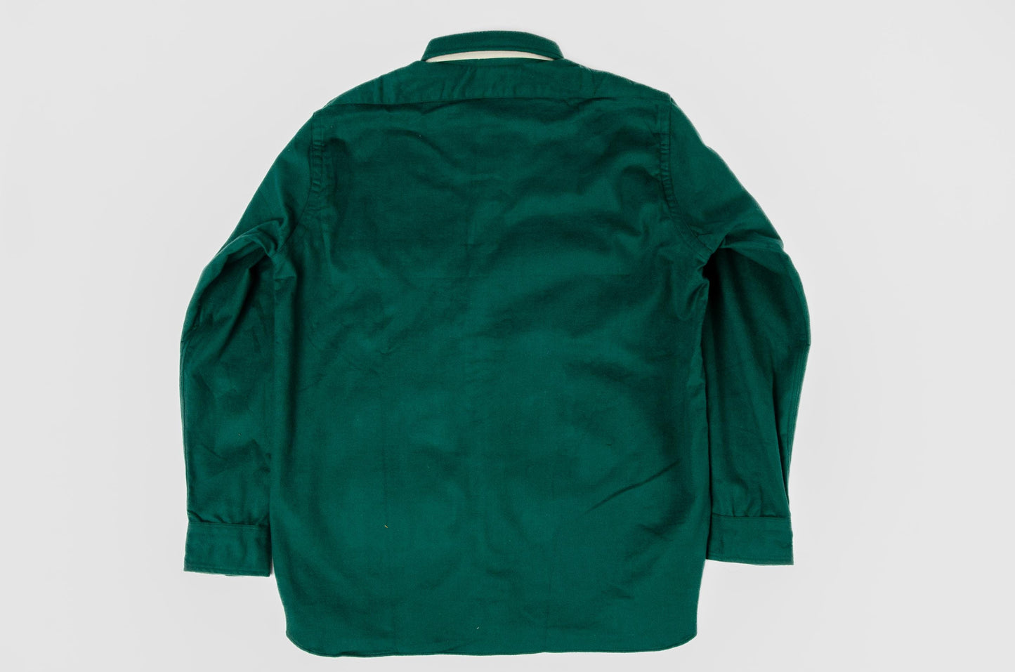 1950s Deadstock LL Bean Cursive Label Green Cotton Flannel Chamois Button Down