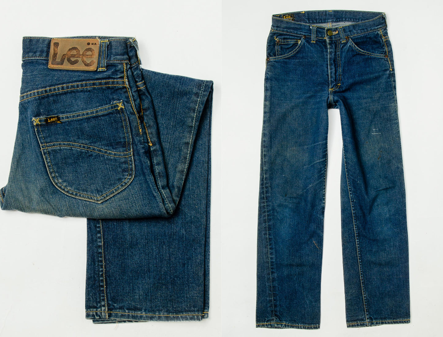 1960s LEE Riders Black Label USA Dark Indigo Denim Ranch Jeans 28 x 28