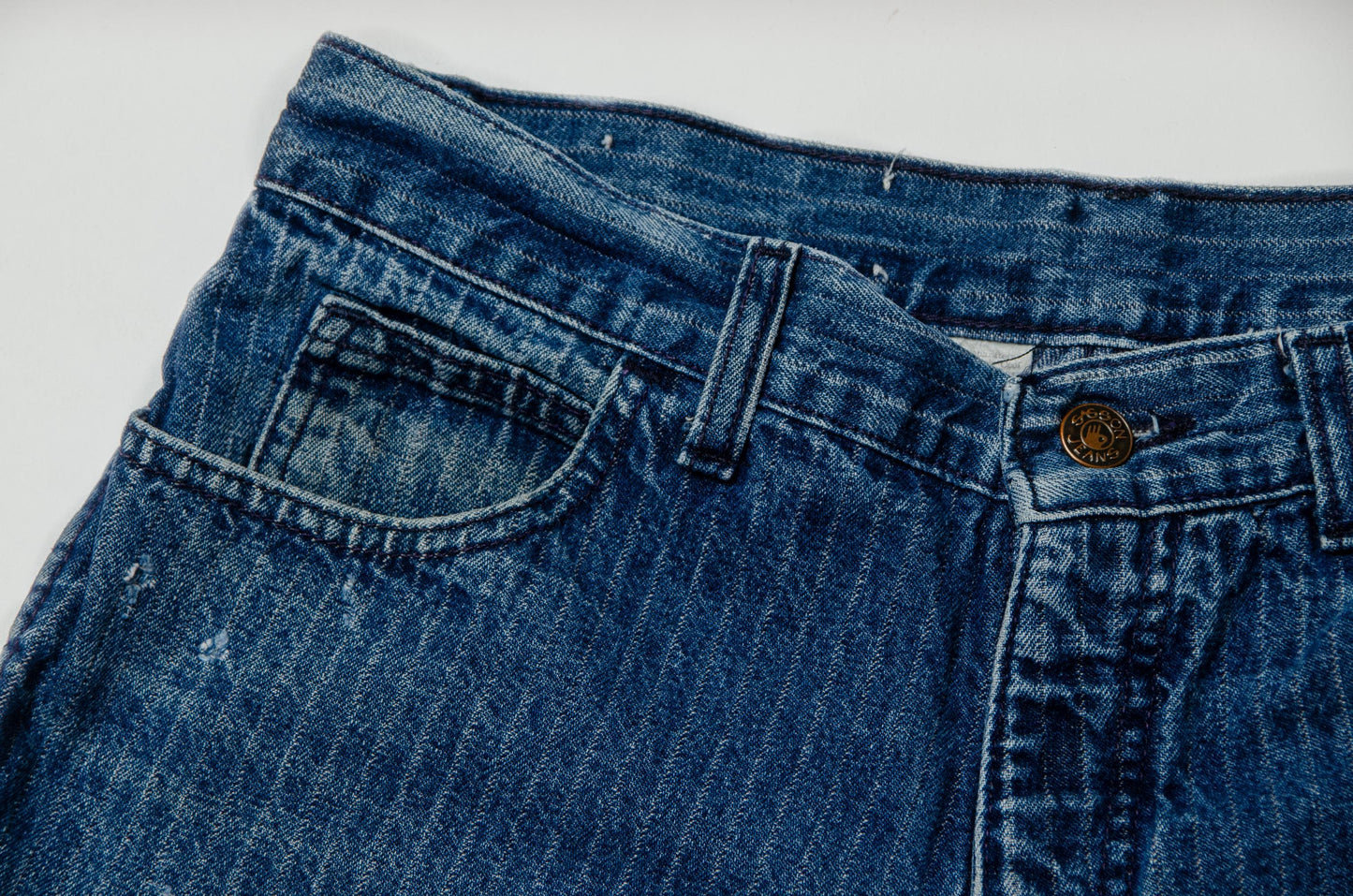 1980s Sasson Cut Off Shorts Stripe Denim Frayed Jeans W 30