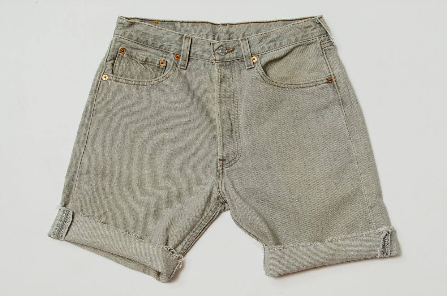 Vintage Levis 501 Cut Off Shorts Grey Denim Frayed USA Jean Shorts W 30