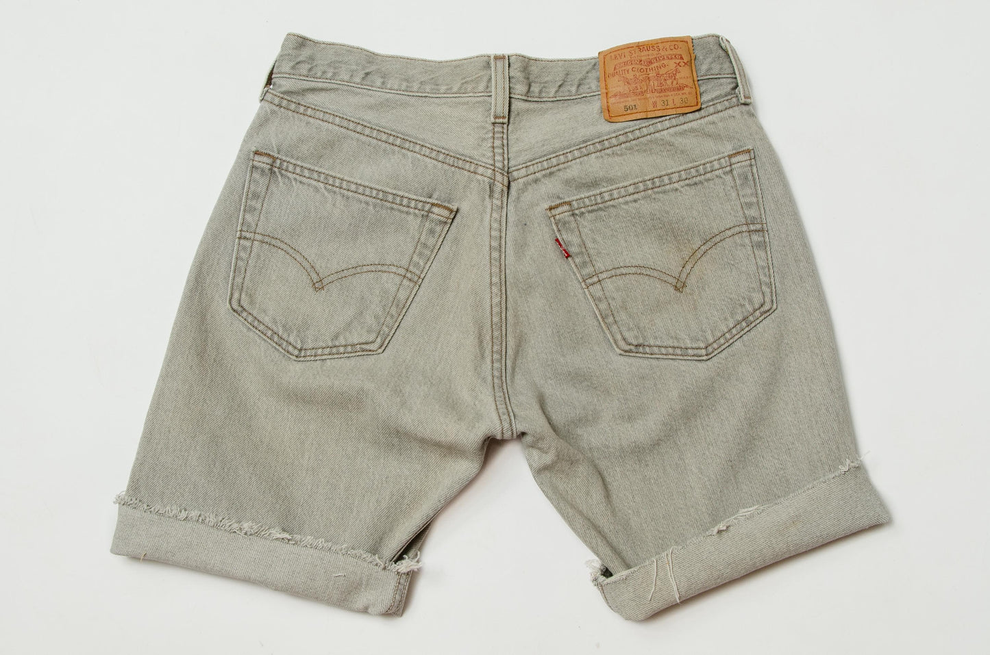 Vintage Levis 501 Cut Off Shorts Grey Denim Frayed USA Jean Shorts W 30