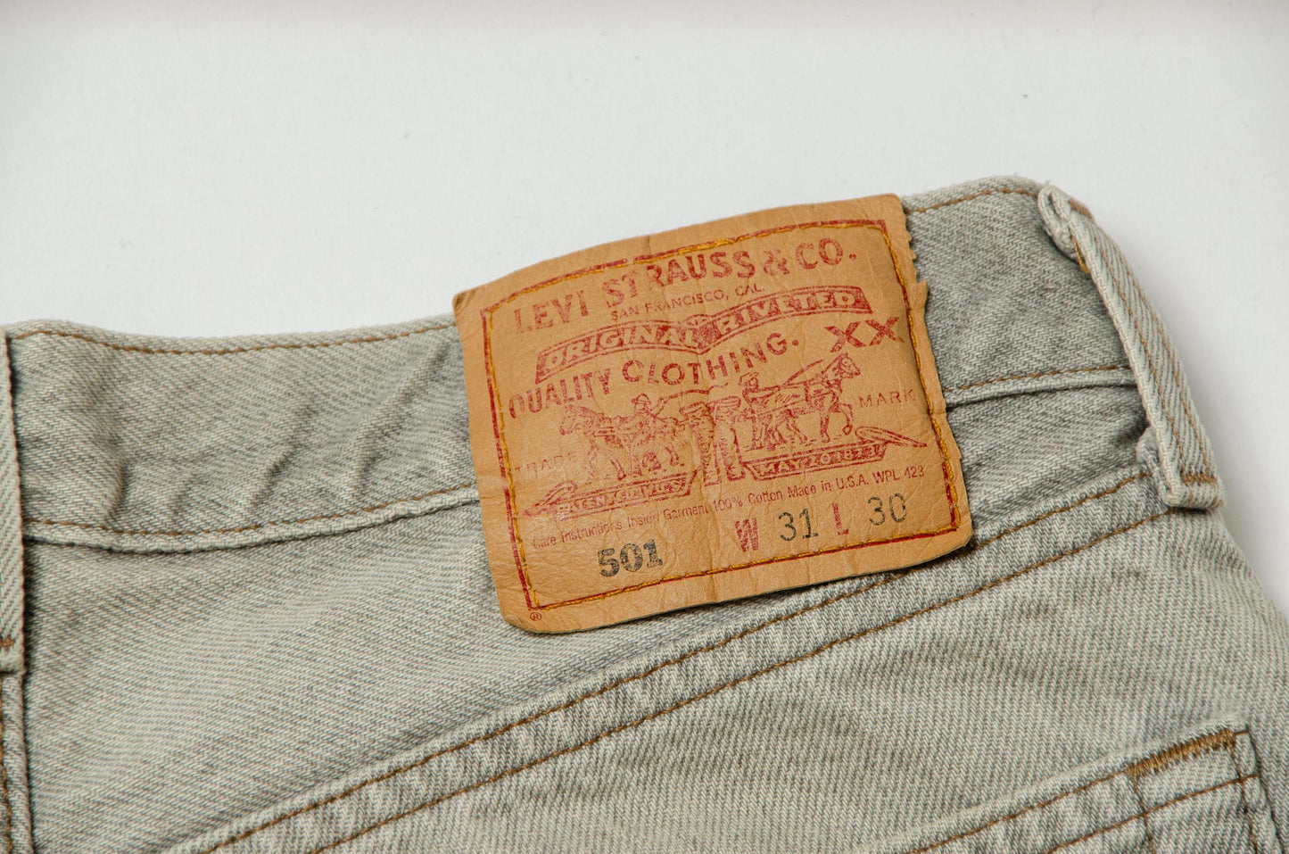 Vintage Levis 501 Cut Off Shorts Grey Denim Frayed USA Jean Shorts W 30