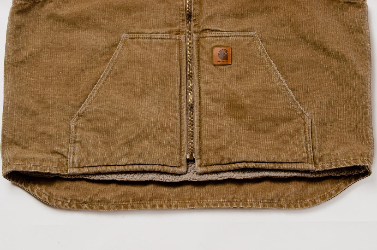 90s Carhartt Sherpa Vest Fleece Lined Heavy Denim Brown XL