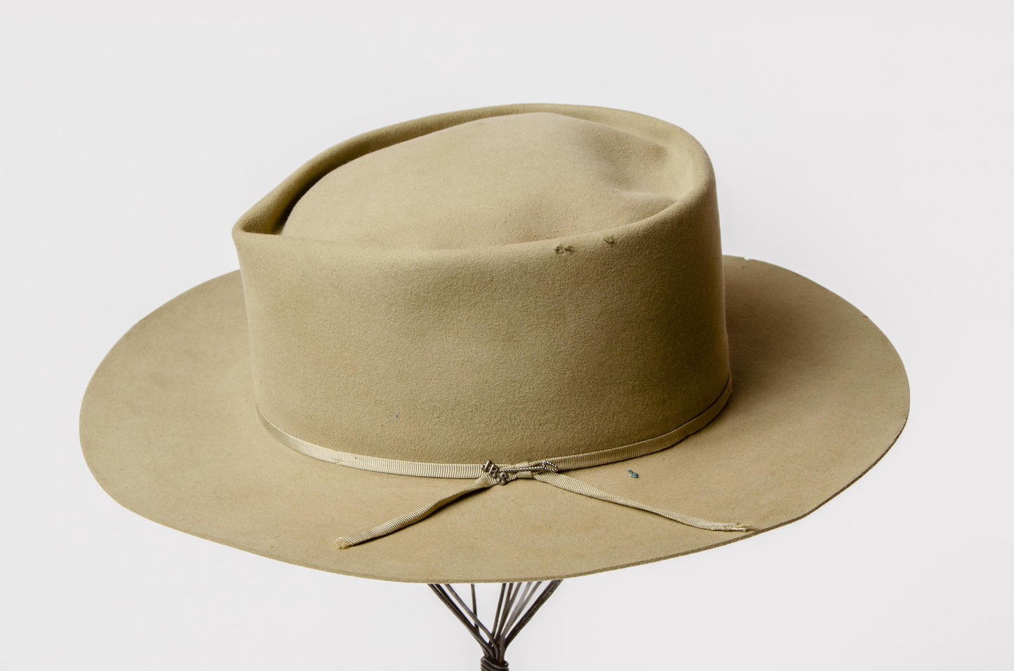 1950s Stetson Twenty Five Open Road Beige Fur Felt Ranch Worn Cowboy Hat 7