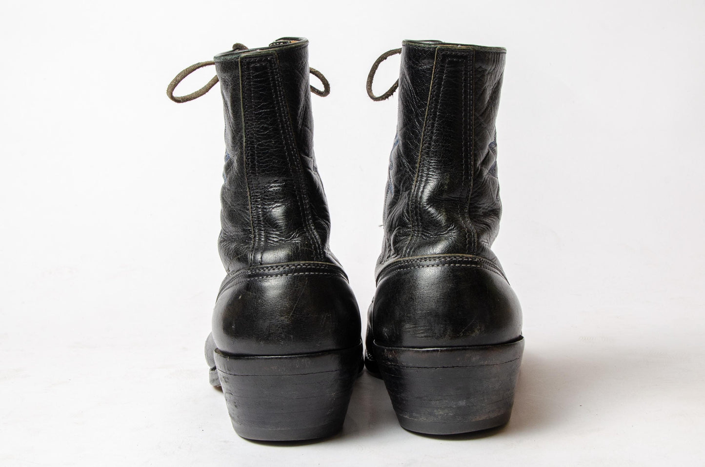 1950s Stitched Leather Edwardian Style Semi Dress Western Boots 9.5 EE