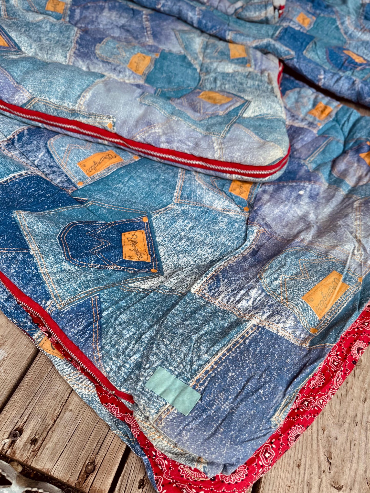 Pair of 1970s Wrangler Sleeping Bags Bandana Lined Cotton Camping Bags