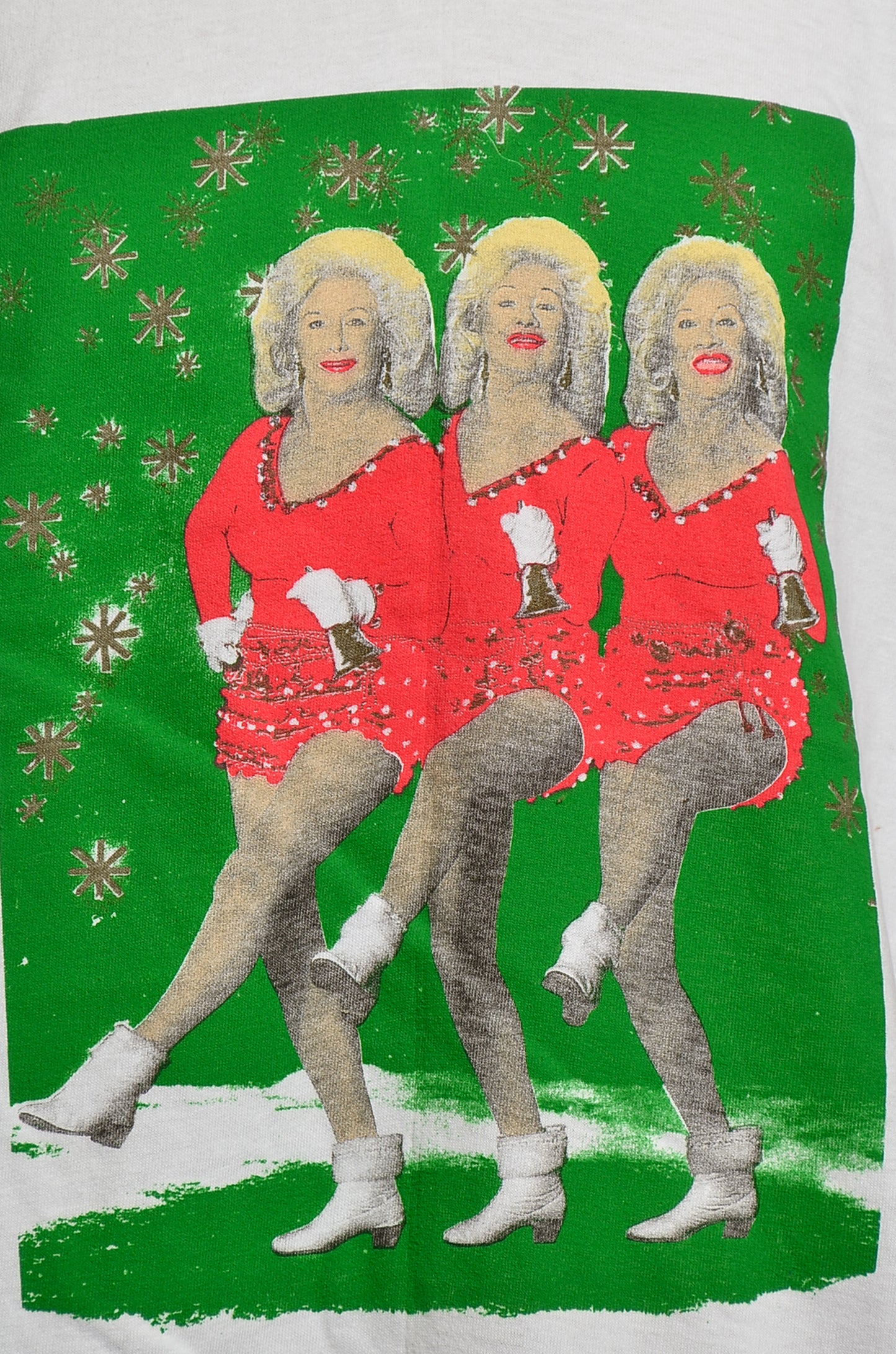 1980s Del Rio Triplets Jingle Bells Country Christmas Three Gals, Three Guitars, One Birthday Original Deadstock Promo T Shirt